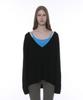 PARTIMENTO WOMEN Pwc Oversized Deep V-Neck Knit Top_Black