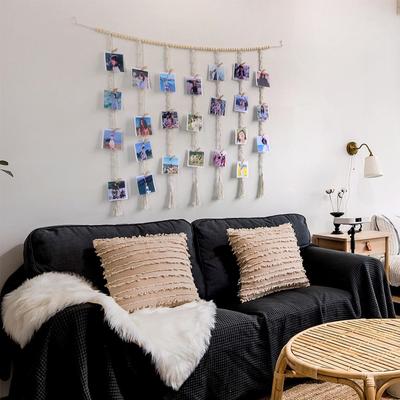 Macrame Wall Hanging Boho Decor Textile Fiber with Beads Woven Tapestry Art for