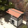 Outdoor Cat House with Terrace, Stairs, Roof, 77 x 50 x 73 cm, White and Red