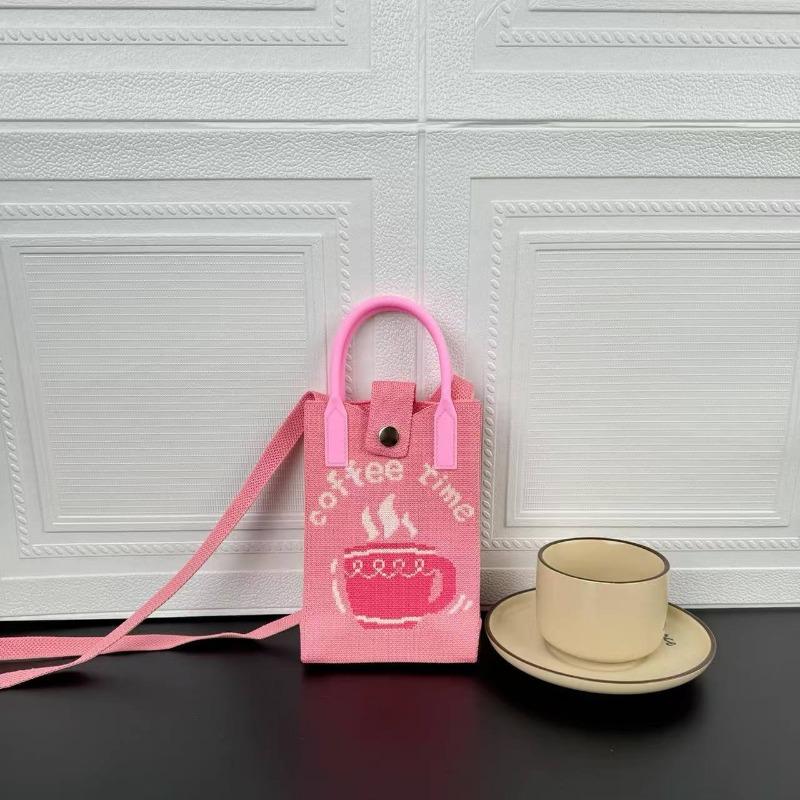 Premium Sense Ns Mobile Phone Bag New Cartoon Knitted Bag Dopamine Niche Versatile Messenger Shoulder Bag Handbag