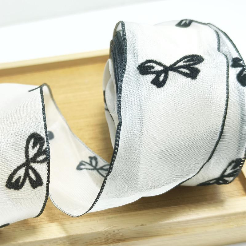 Flocked Snow Gauze Ribbon for DIY Bows, Floral Arrangements, Gift Wrapping, and Hair Accessories
