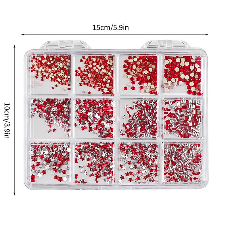 Flatback Nail Rhinestones 3D Decals Assorted DIY Decorations Easy Apply for Women Girls Nail Art Design