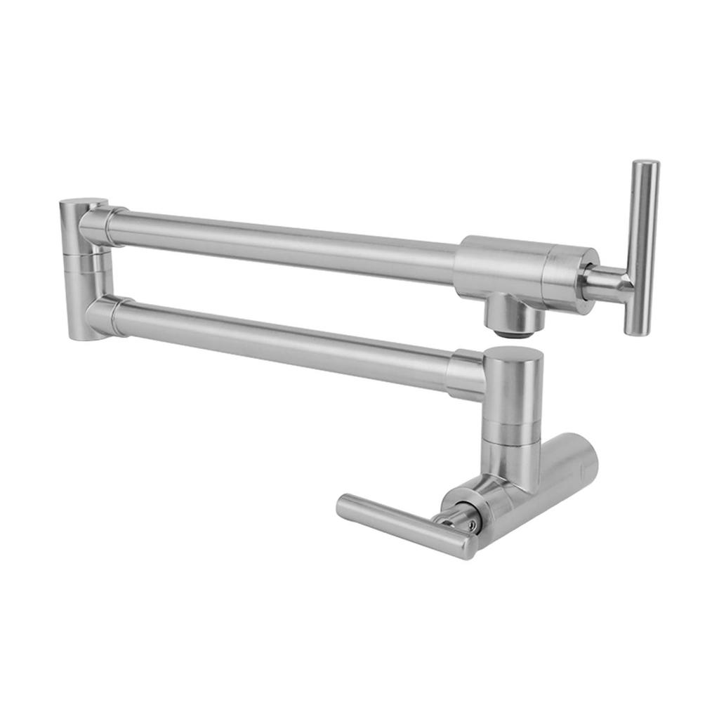 Pot Filler Faucet Copper Wall Mounted Universal Rotating Double Handle Folding Faucet Single Cold