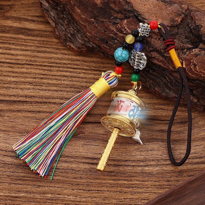 Chinese alloy six-character keychain pendant bag hanging metal accessories, barrel pendant gift pendant colorful