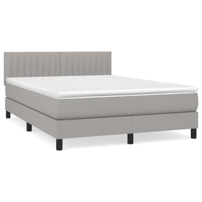 VidaXL Lit à sommier tapissier avec matelas Gris clair 140x190cm Tissu - Modèle 3140209