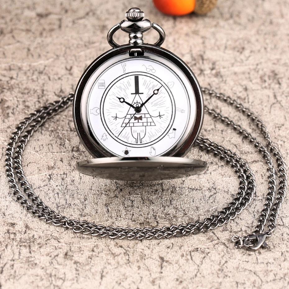 Weird Town Vintage Pocket Watch Triangular One-Eyed Bronze Necklace Watch Creative Flip Vintage Pendant Pendant Watch