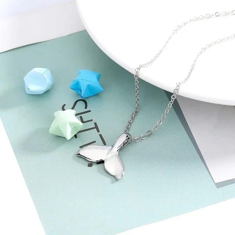 

New Mermaid Whale Dolphin Tail Silver/Gold Pendant Necklaces Women Fashion Jewelry Necklace for Women Cross Necklace 2024 b