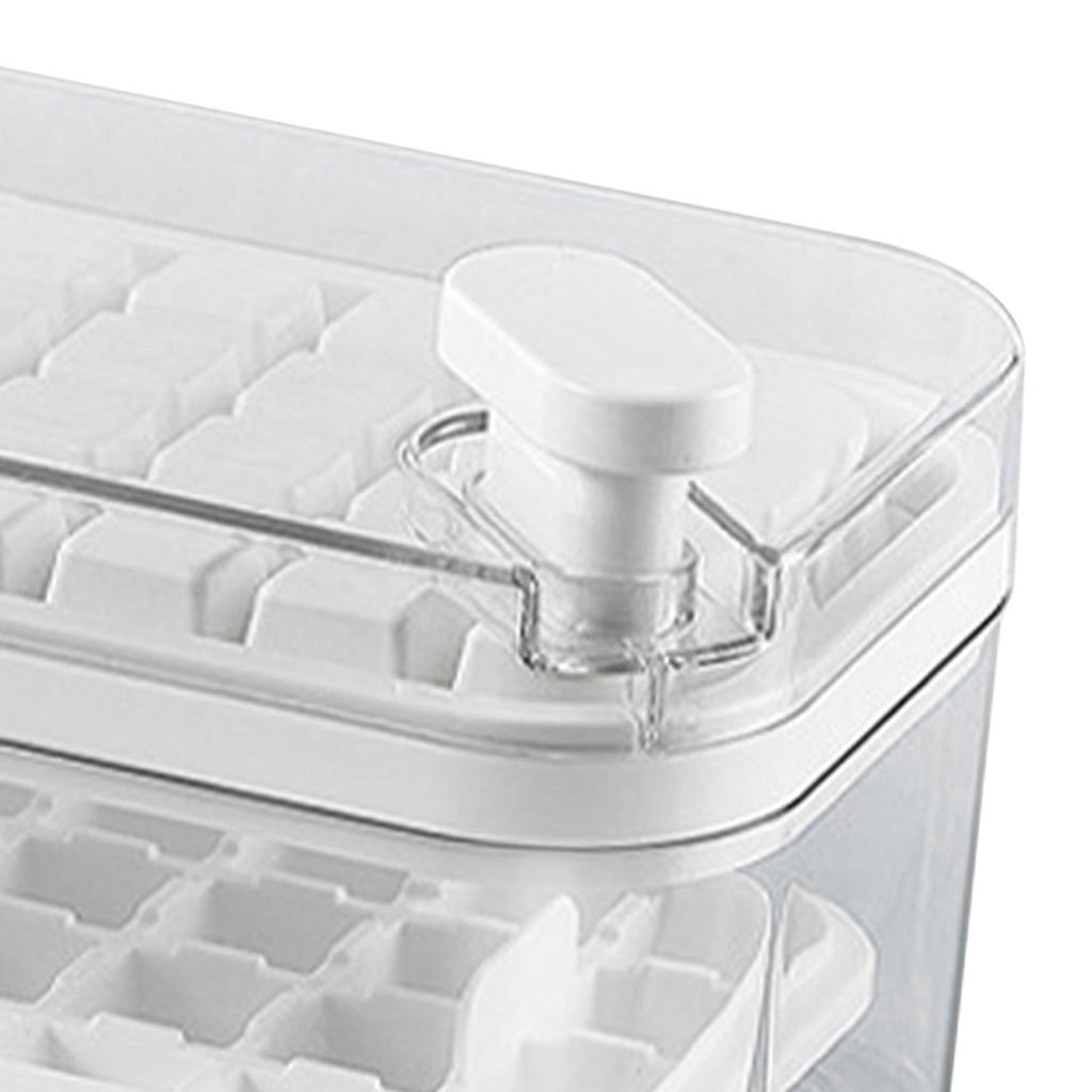 Ice Cube Tray Double Layer 64Pcs Ice Maker Box Home Press Easy Release Ice Freezer Storage Box