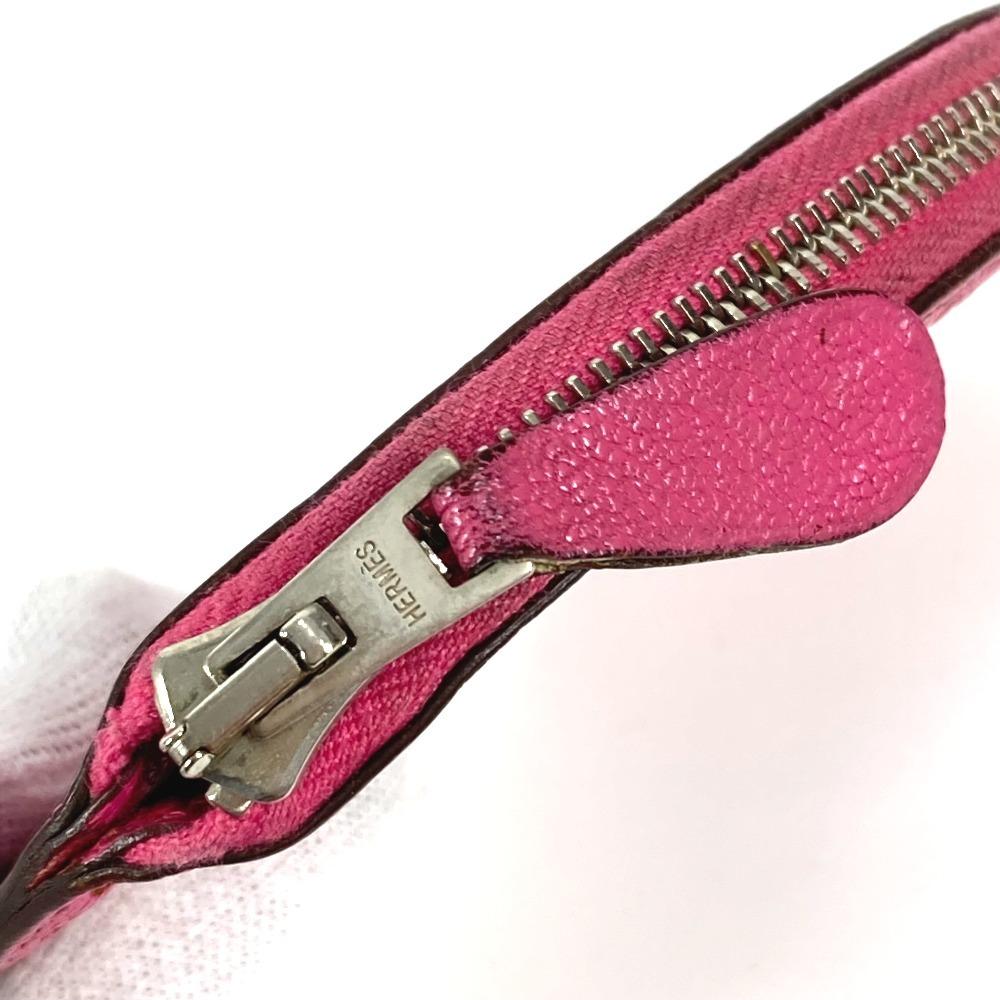 HERMES Evelyne logo Wallet Coin Compartment Zip Around coin purse Chevre pink