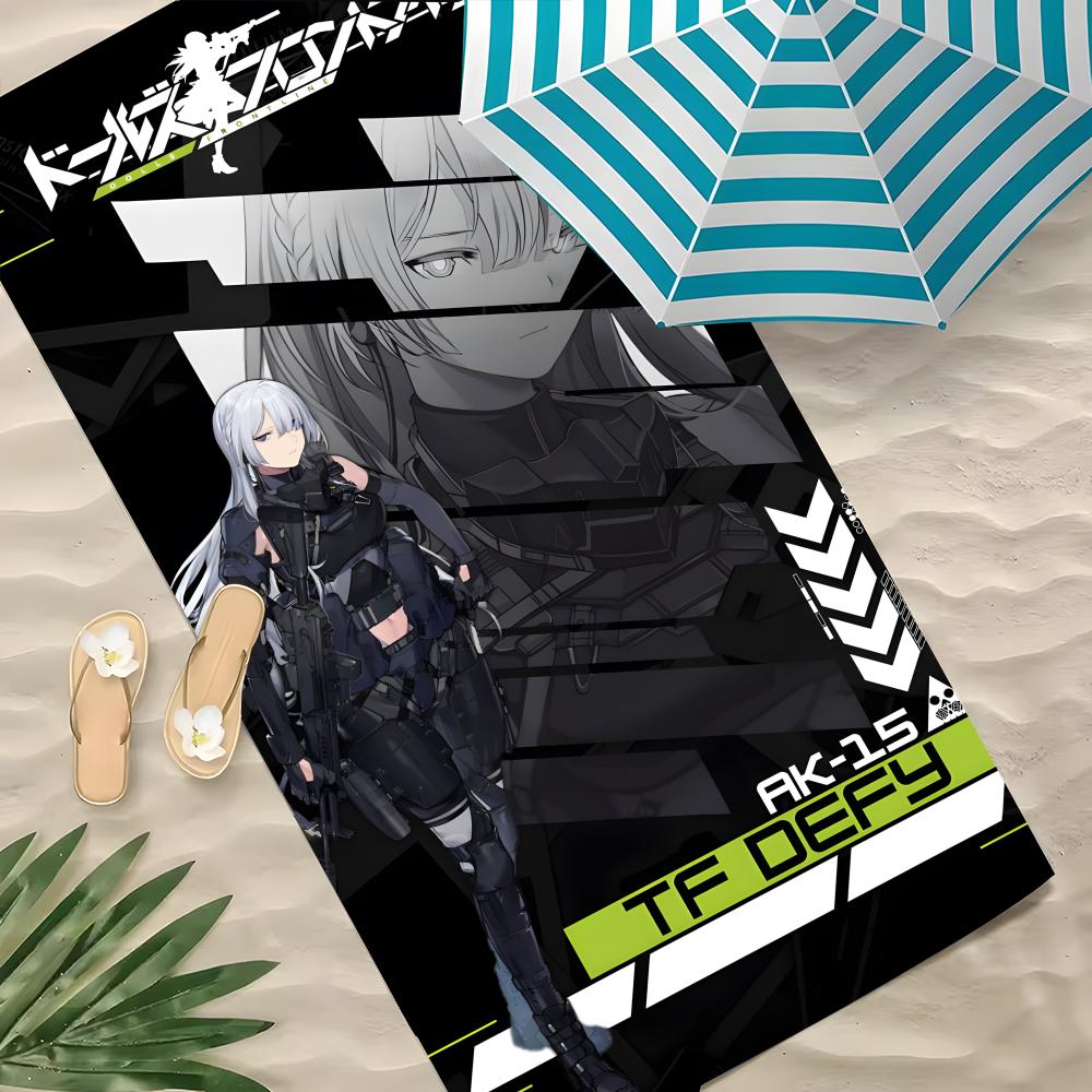 Game Girls' Frontline Towel Polyester Beach Towel Quick Dry Sand Free Bath Towel for Summer Pool Travel Vacation