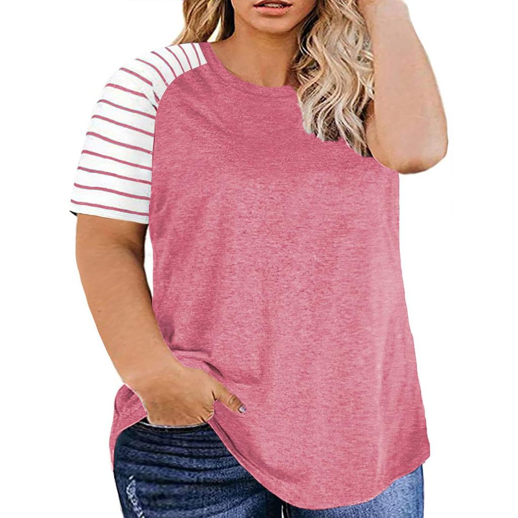 Women Plus Size Short Sleeve T‑Shirt Crew Neck Loose Fit Casual Summer Tops For XL‑4XL