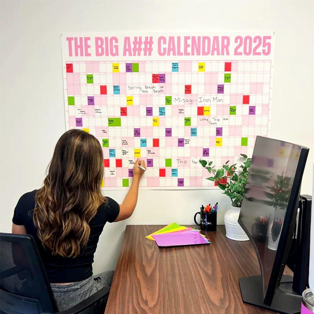 Calendario 2025 Giant The Big A## con Penna e Adesivi Planner Annuale da Parete Planner per la Casa