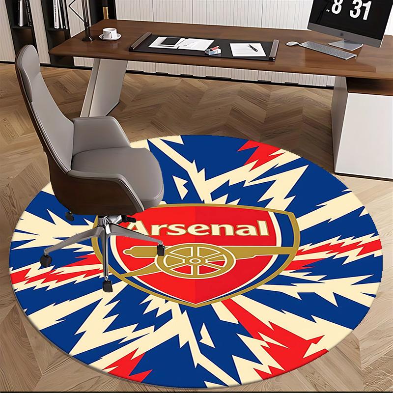 Arsenal Football Club Crest,Soccer Badge Chair Mat Round Rug-Office Carpet, Machine Washable, Non-slip, Suitable for Living Rooms, Bedrooms,