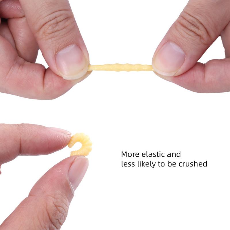 20 PCS Grub Lures Rubber Bread Worm Maggots Fishing Bait Set With Hooks For Bass Trout Crappie Bluegill Freshwater Fishing Parts