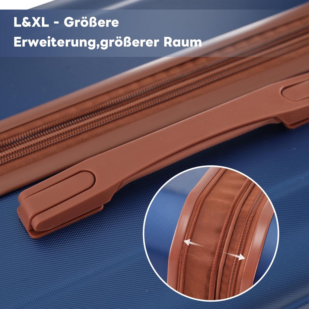 Gepäckset 4-teilig Hartschalen (S/M/L/XL) Teleskopgriff 360°-Rollen TSA-Schloss L/XL erweiterbar ABS Antik Blau