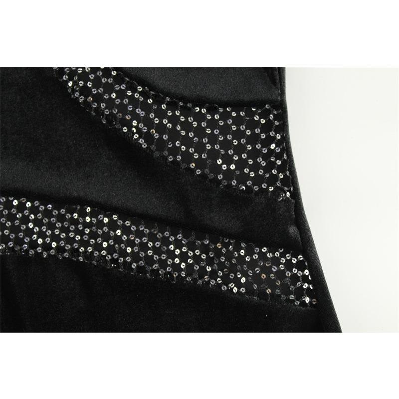 Women's Fashion One-shoulder Skew Neck Slim Sexy Mesh Perspective Splicing Spice Girl Dress