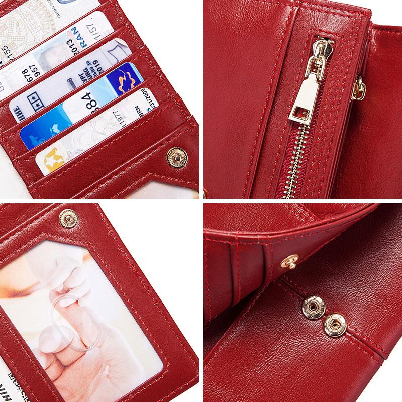 Humerpaul Portafoglio da donna portafoglio in pelle bovina primo strato grande capacità clutch portafoglio multi-carte con finestra per foto portafoglio