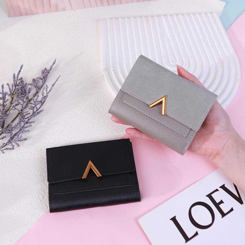Ladies' PU Tri-fold Wallet: Simple Design, Multi-Card Holder, Coin Purse.