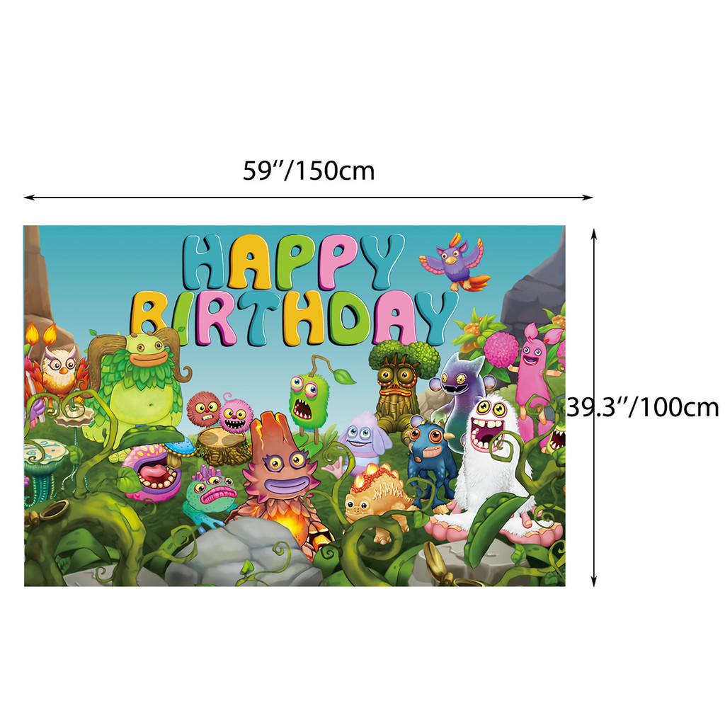 Themed Concert Monster Birthday Party Decorations Hanging Flag Banner Set Balloon