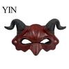 Maschera con Corna Rosse e Nere, Maschera Demone, Accessorio Cosplay Testa di Diavolo per Halloween, Mascherata Stile Vintage Accessorio Costume Horror per Feste, Scherzo di Carnevale
