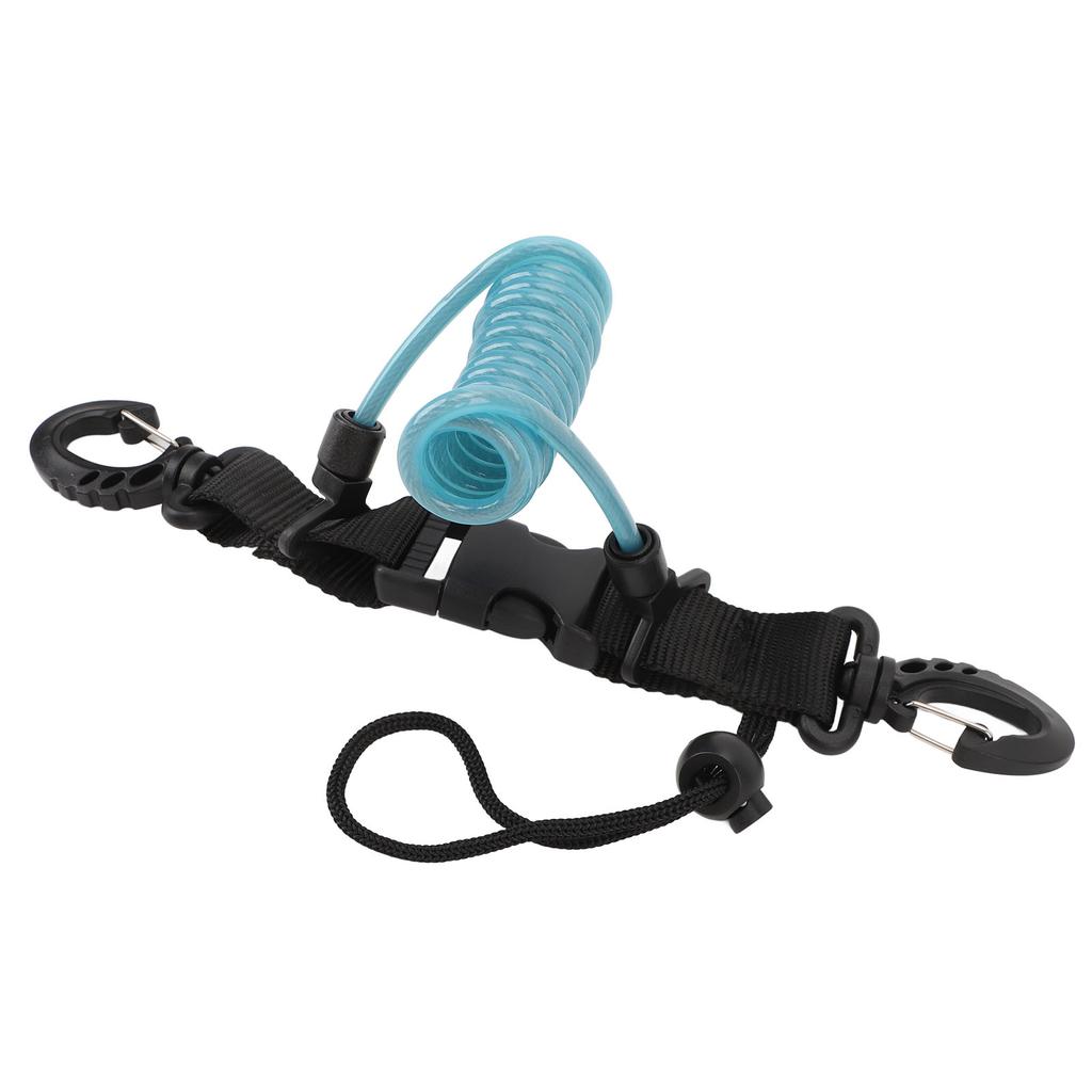 Diving Camera Lanyard Quick Release Buckle Stainless Steel Wire Spring Coiled Camera Lanyard for Light Tool Lake Blue