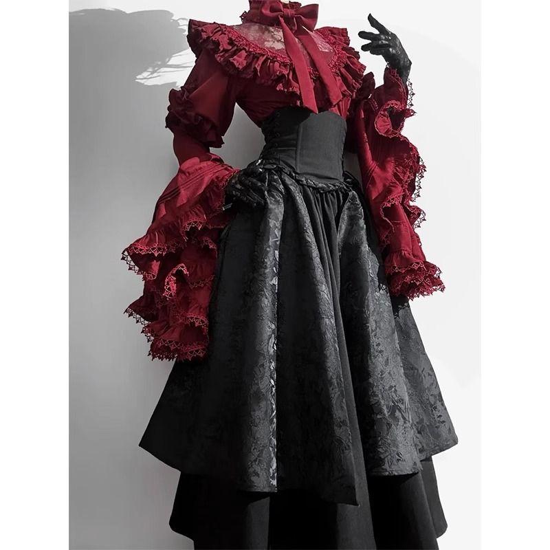 Dark Gothic L Shirt Fishbone Skirt