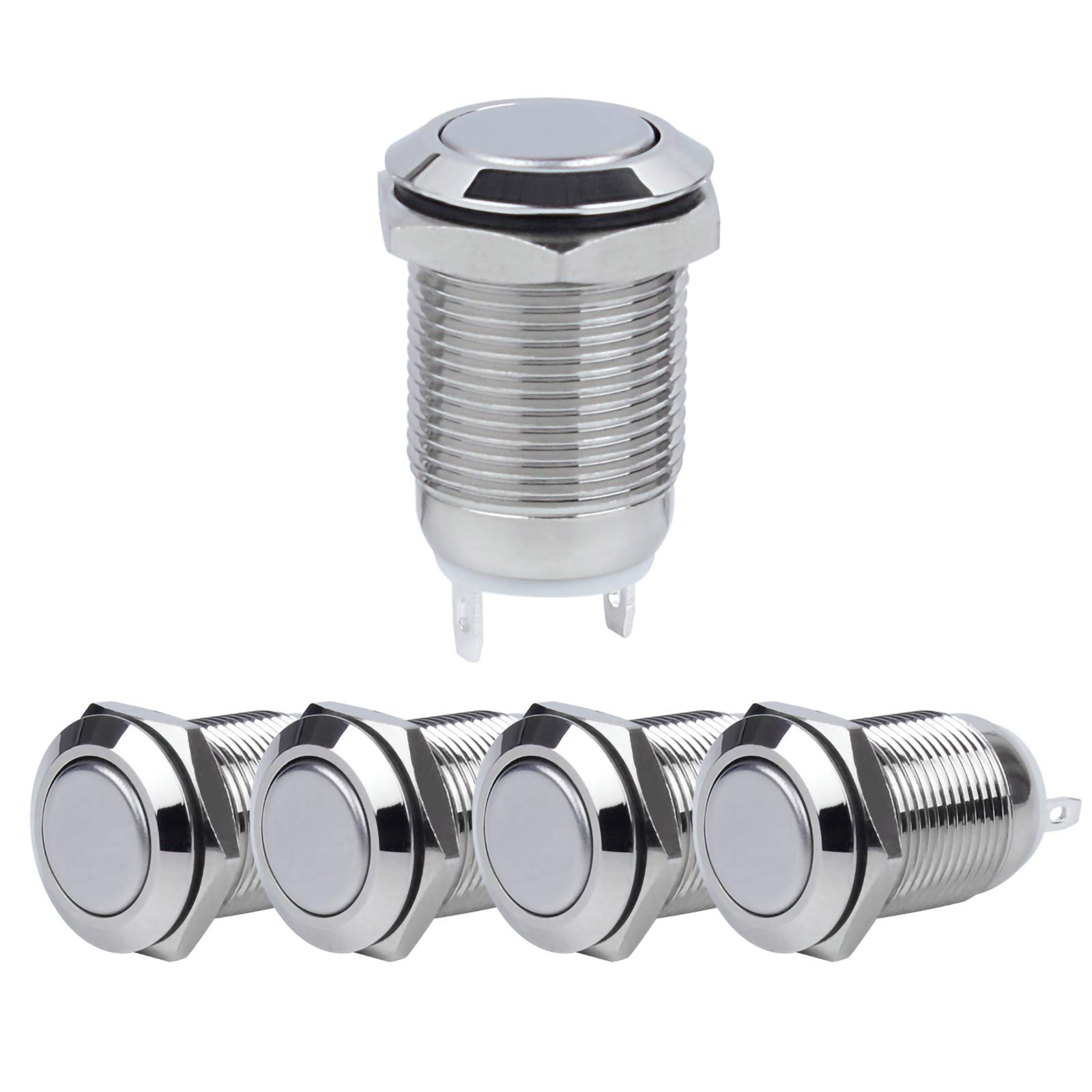 

Andux Space JSANKG-01 Momentary Waterproof Push Button Switch Mini Set of 5 (Installation Diameter 0.5 inches (12 mm)