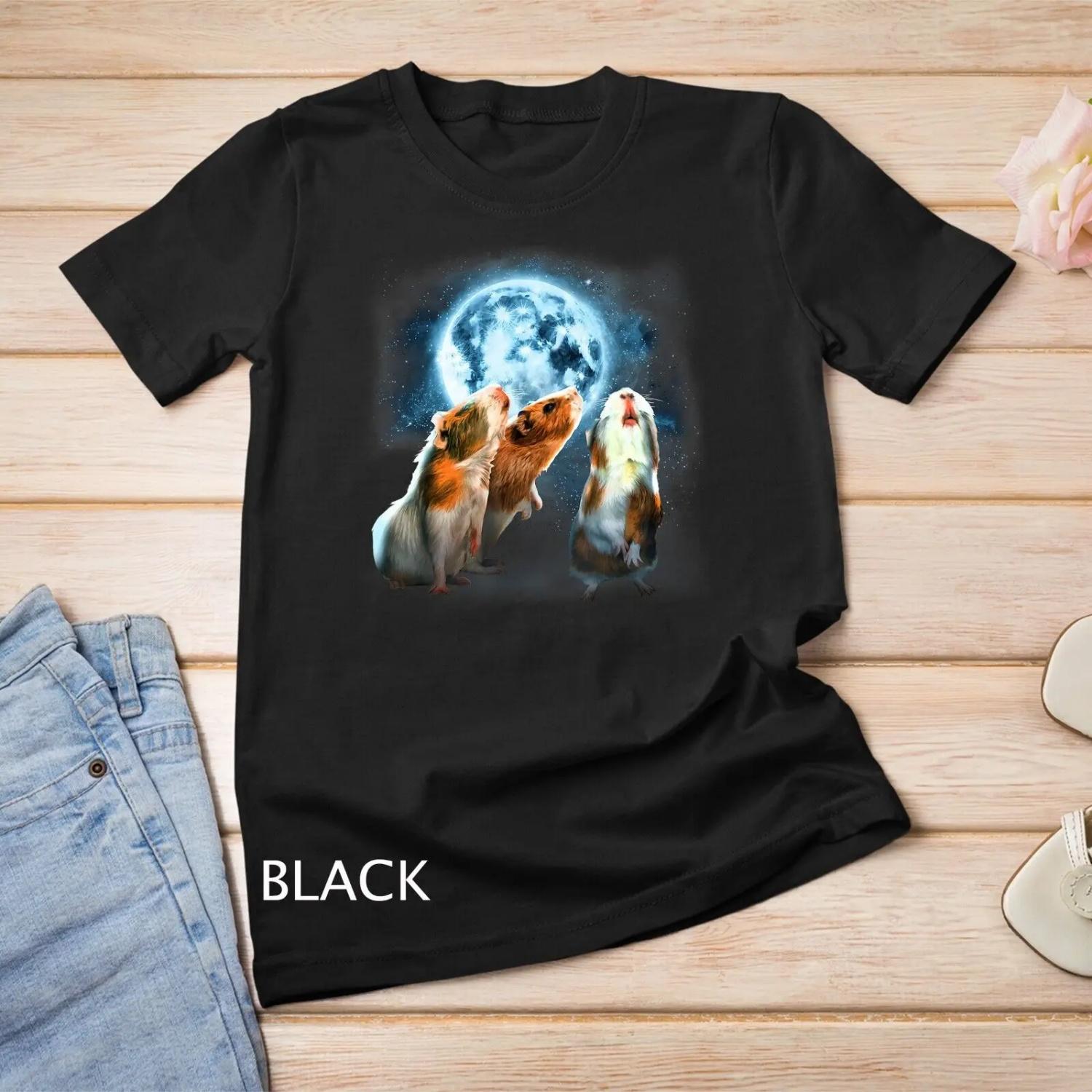 Guinea Pigs Howling at the Moon T Shirt Funny Pig S чёрный