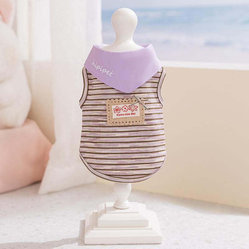 Frühling und Sommer neue Hundekleidung dreidimensionale Puppe gestreifte dünne Weste Katze Haustierkleidung