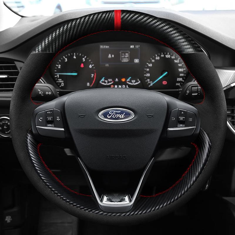 DIY Car Steering Wheel Cover 100% Fit For Ford Focus 4   Fiesta 17-19 Tourneo 2018  New Focus Car Accessories