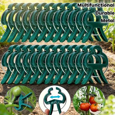 Heavy-Duty Garden Plant Clips Reusable Quick-Clip Green Plastic Supports Outdoor Greenhouse Gardening