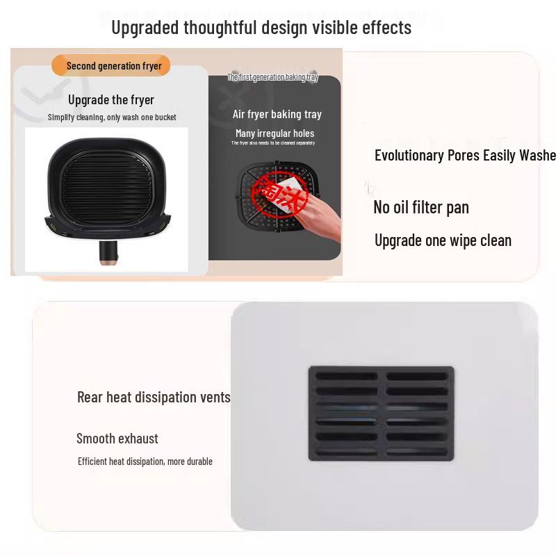Smart Large-Capacity Non-Stick Oil-Free Electric Air Fryer – Less Smoke, No Flip Needed