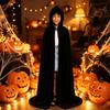 Velvet Halloween Hooded Cloak Hooded Design Halloween Mage Robe Medieval Long Cape  Role Playing