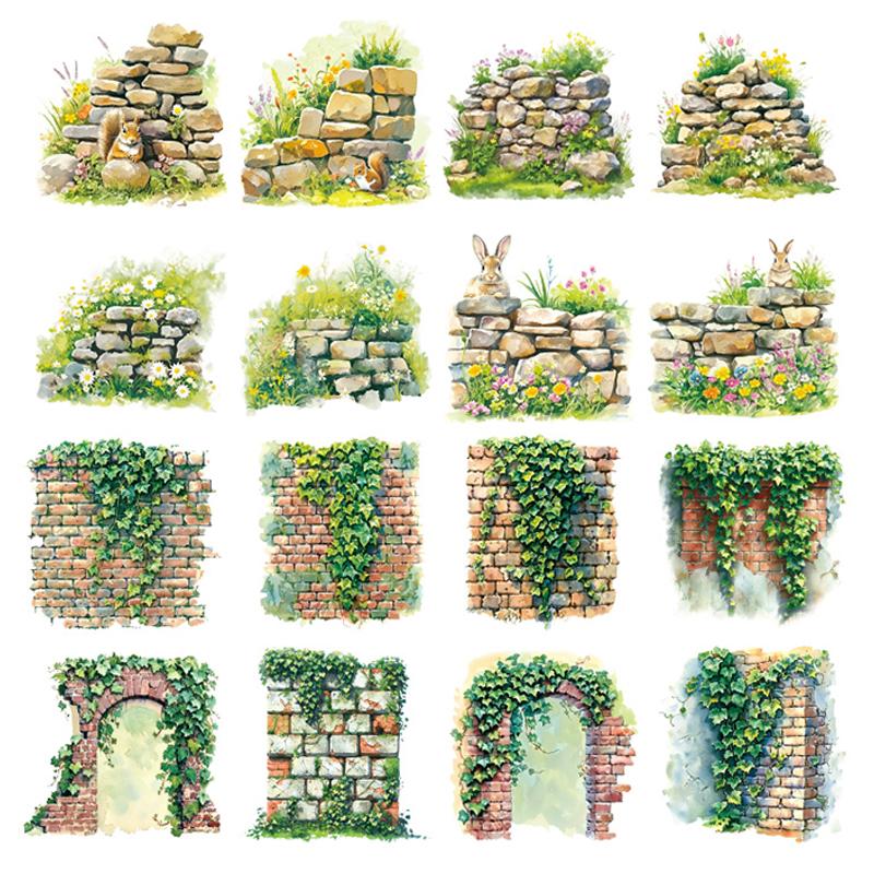 10 Sheets/Bag Sticker Pack Garden Landscaping Handbook Stationery DIY & Scrapbooking Phone Case Diary Decoration