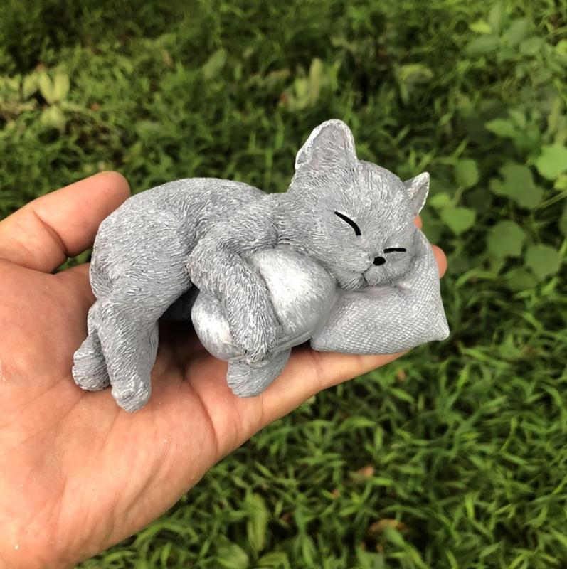Lightweight Resin Kitten Loss Memorial Figurine Kitten Statues For Outdoor Garden Emotional Remembrance Decoration