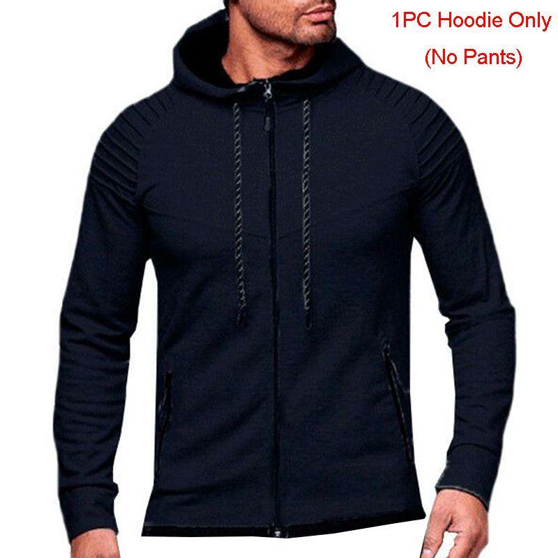 Stylish Men's Tracksuit Set With Hooded Jacket And Adjustable Waistline Pants