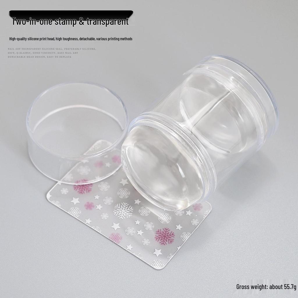 Large Silicone Nail Art Stamp with Lid - Single/Double Head French Design DIY Stamping Tools