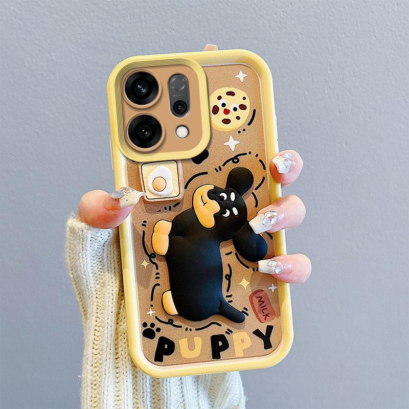 KEYSION Shockproof Case for OPPO Reno14 5G with Lanyard Soft Silicone Cute 3D Cartoon Doll Phone Cover for OPPO Reno 14 5G