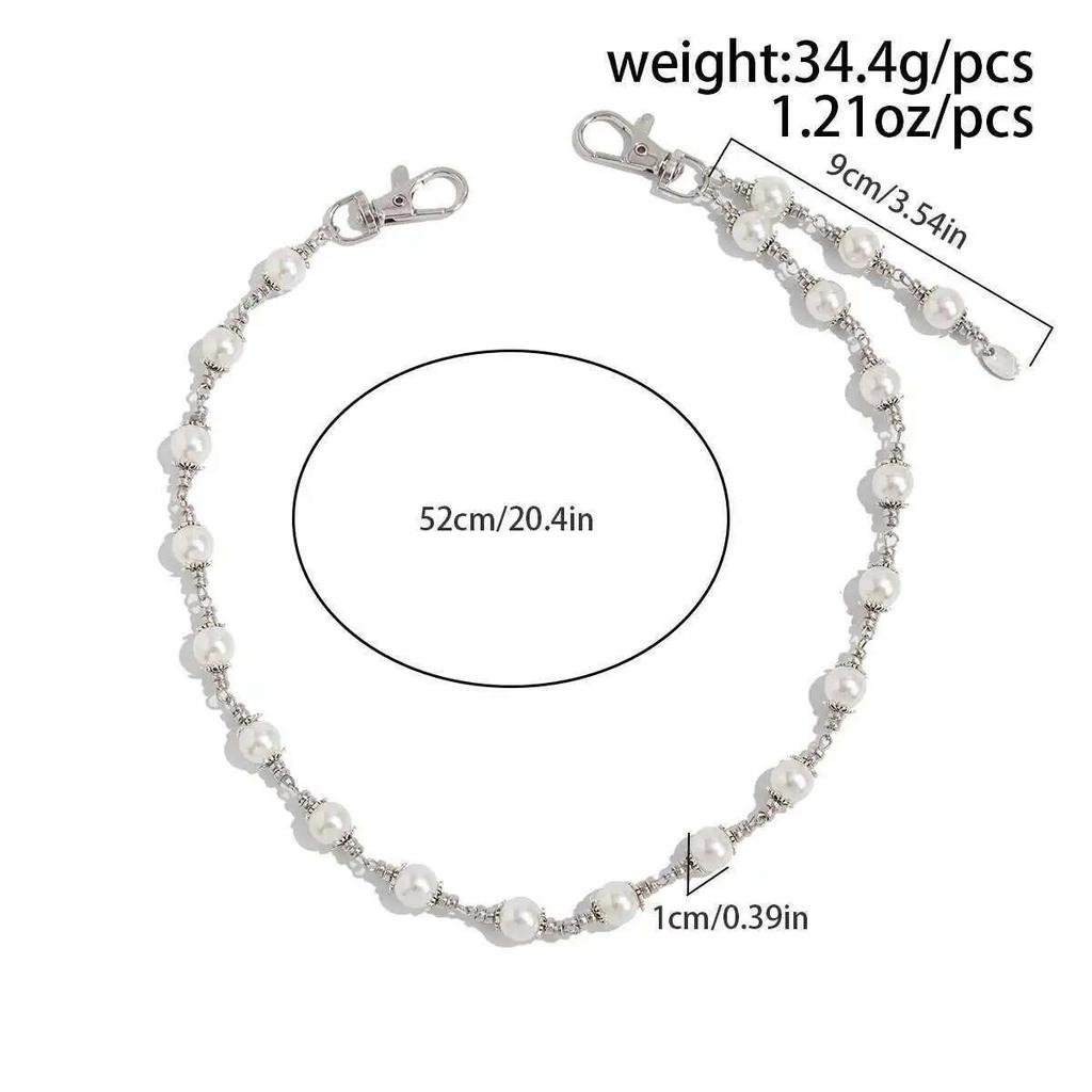 Ingemark Creative Unique Imitation Pearl Jeans Pants Chain for Women Retro Hip Hop Bag Wallet Keychain Men Jewelry Accessories