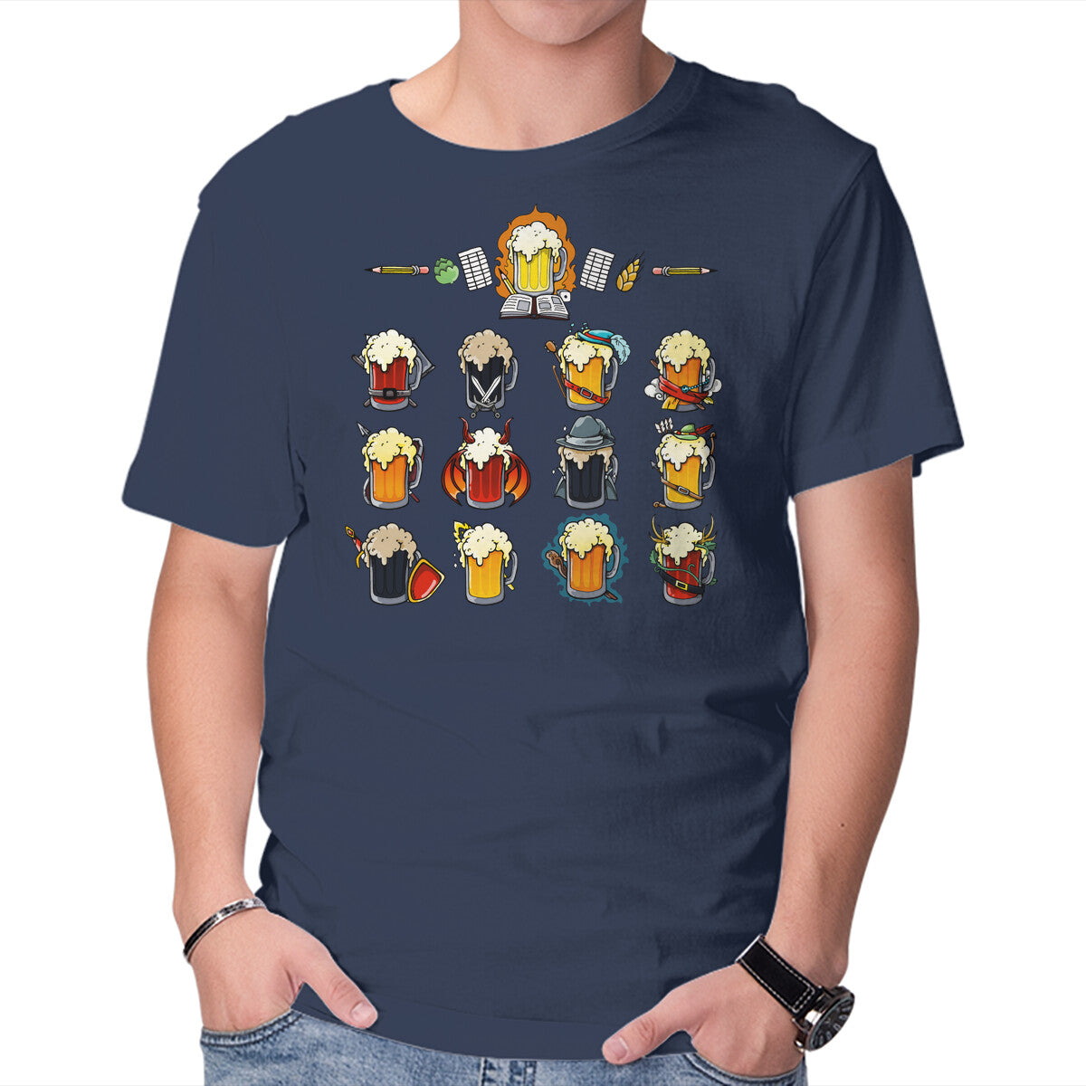 Unisex Crew Neck T-Shirt Beer Role Play Game Graphic Short Sleeve Casual Tee XS