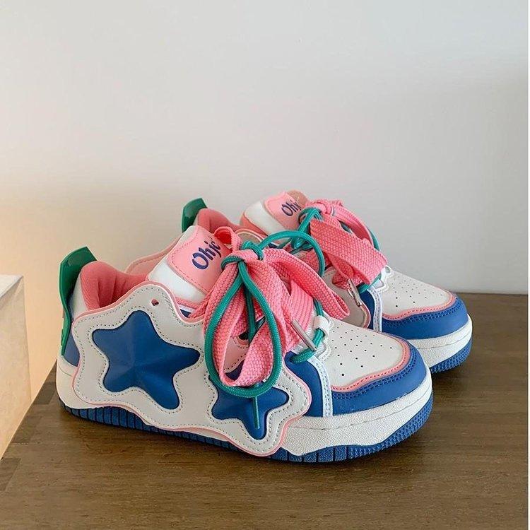 Niche Design Star Bread Skateboard Shoes Summer American Retro Casual Shoes Platform Versatile Sports Shoes