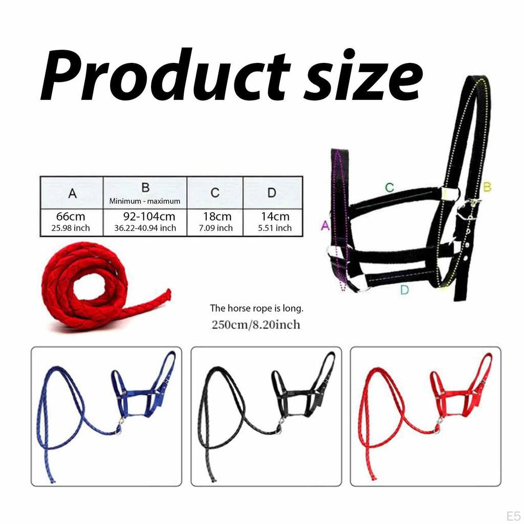 Halter Rope with Reins, Horse Harness, Bridle, Equestrian Equipment for Owners And Racetrack