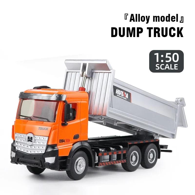Huina Alloy Truck Model 1/50 Diecast Semi-Alloy Dump Truck Transporter Contruction Engineering Collection Model for Boys Gift