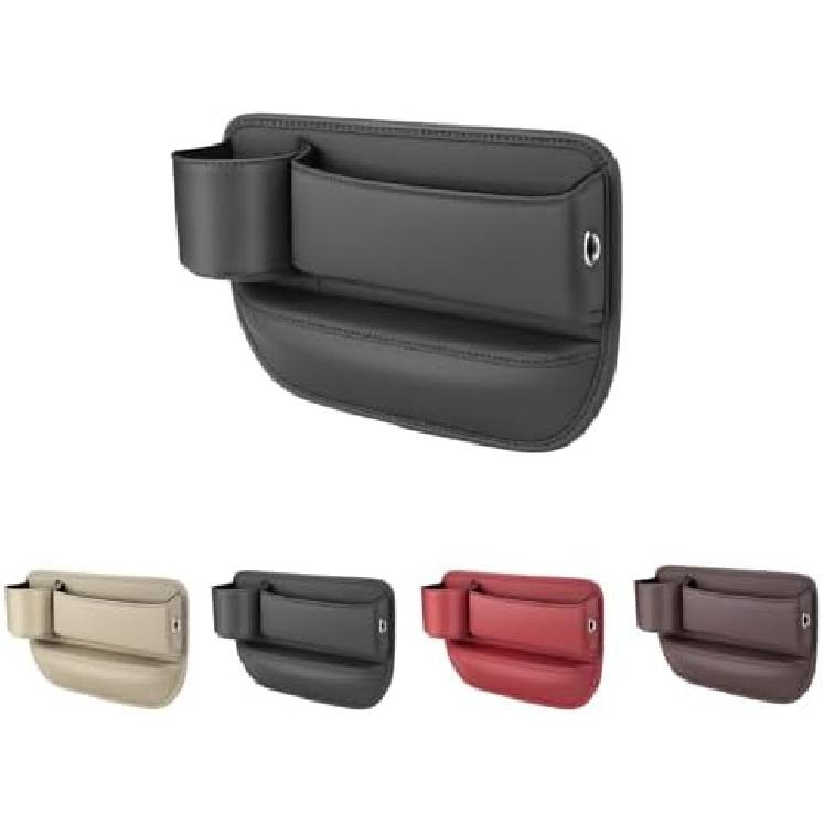 2024 New Seat Car Leather Cup Holder Bag, Adjustable Car Seat Storage Box, Filler Organizer with Cup Holder for Phones Glasses Keys Cards (Driver
