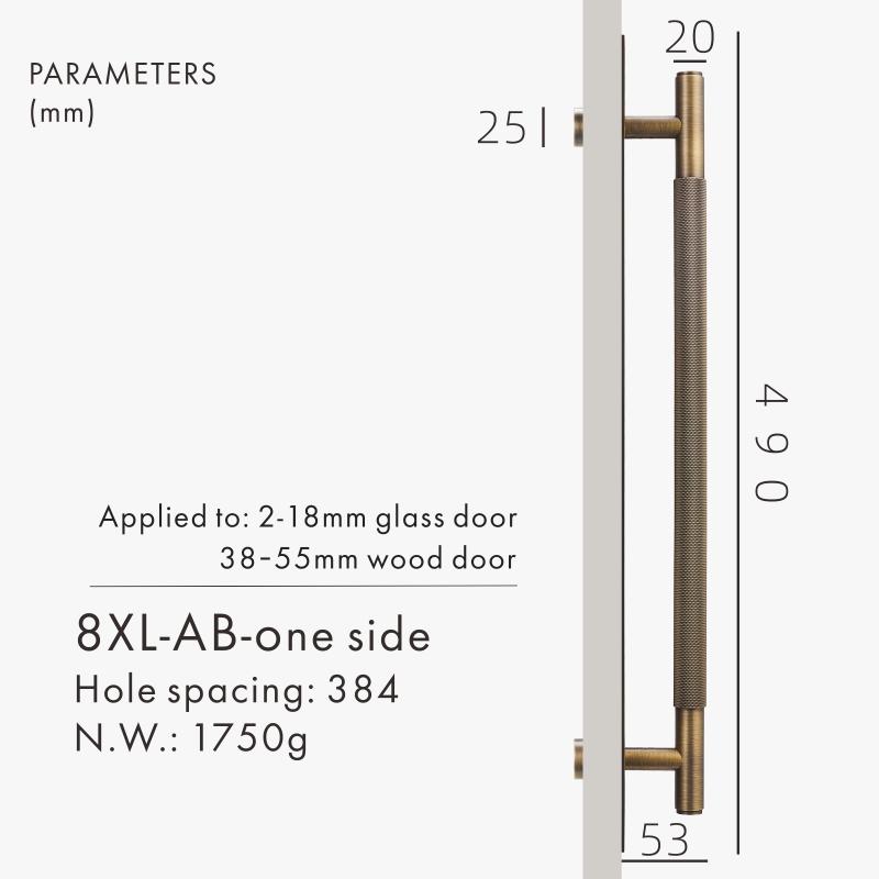 Dooroom Brass Knurled Door Handles Double Door Wood Door Shower Room Single Side Double Side Matt Gold Black Antique Brass Pulls