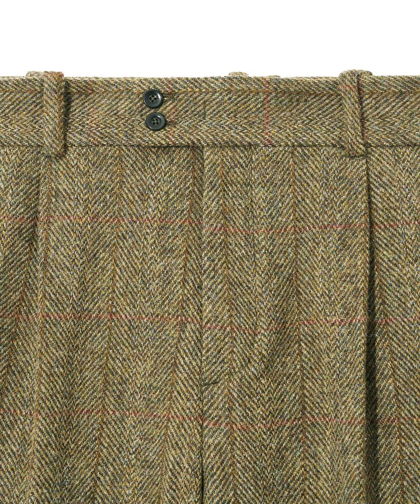 YALE Harris Tweed Pure Wool 1 Tuck Slacks Brown