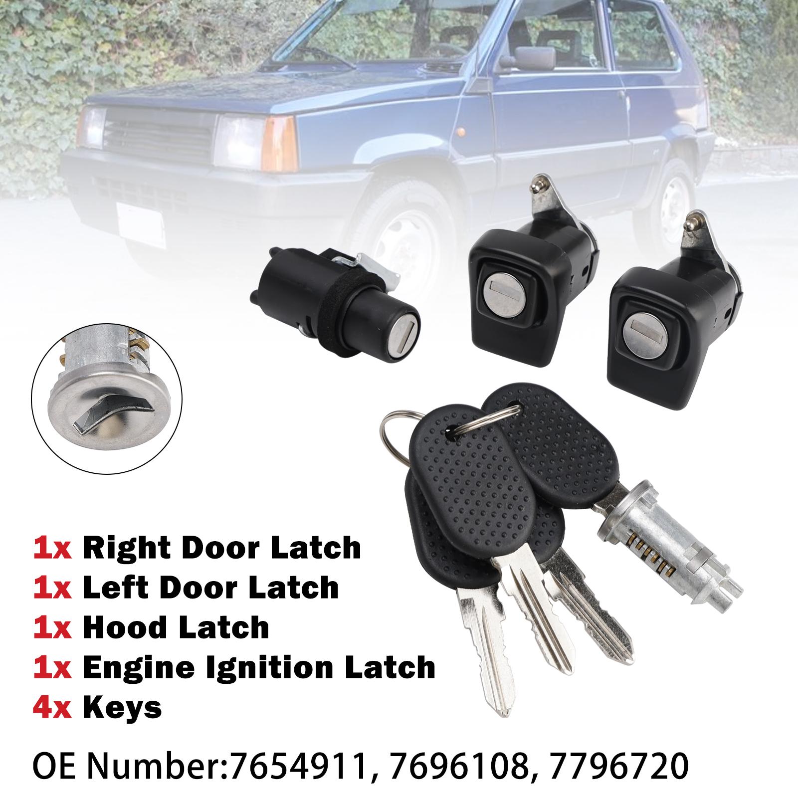 

Right and Left Door Lock Kit + Bonnet + Cylinder + 4 Keys For Fiat Panda 85/104