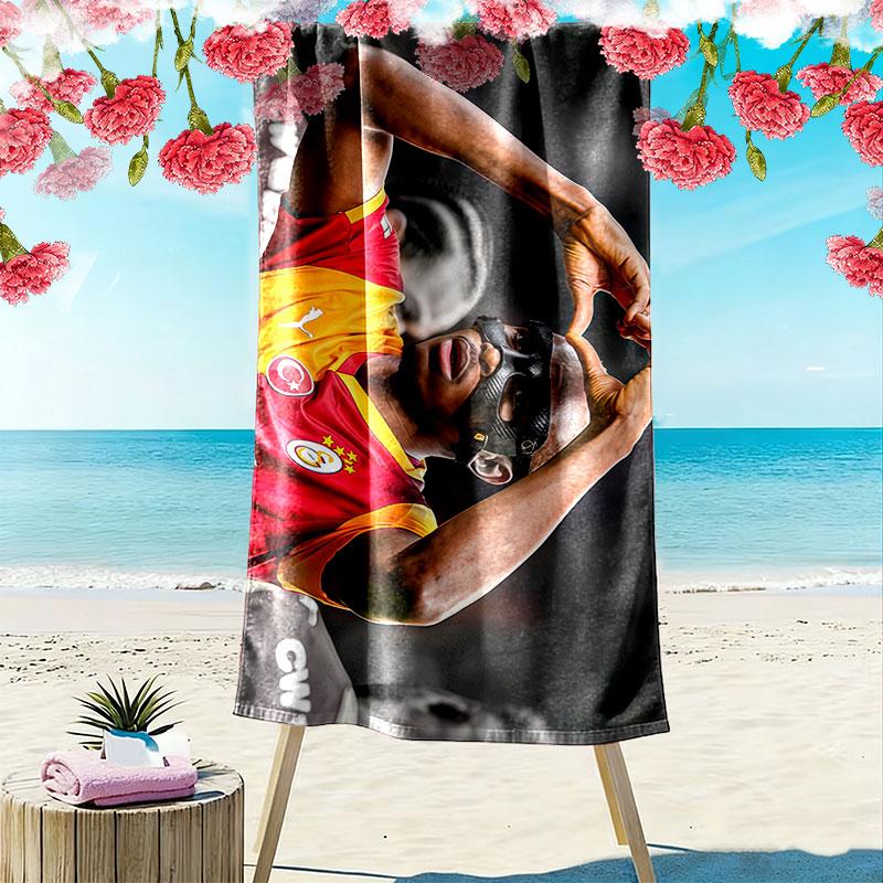 Galatasaray Victor Osimhen Print Beach Towel, Large Soft Quick Dry Towel for Beach Camping Swimming
