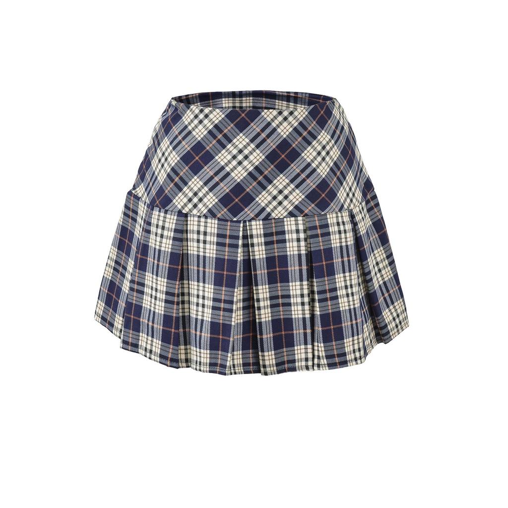 Plaid High-Waisted Pleated Skirt - 2026 Spring Arrival, Women's College Style