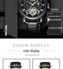 Relógio Masculino Automático Luminoso à Prova d'Água com Pulseira de Couro - Design Sol Lua Estrelas